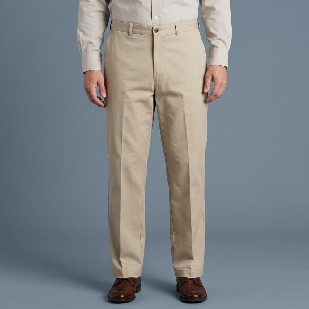 Haggar Chino Pants Mens 36x31 Beige Cotton EUC